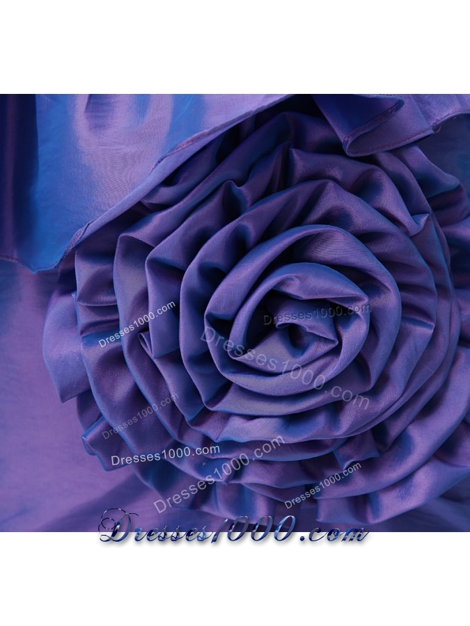 Mini-length Strapless Rolling Flowers Taffeta Prom Dress for Ladies