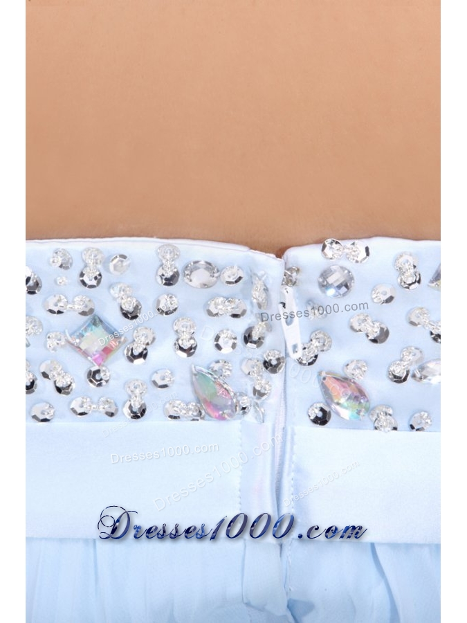 Baby Blue Empire Pleating and Beading Chiffon Prom Formal Dress