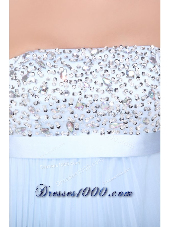Baby Blue Empire Pleating and Beading Chiffon Prom Formal Dress