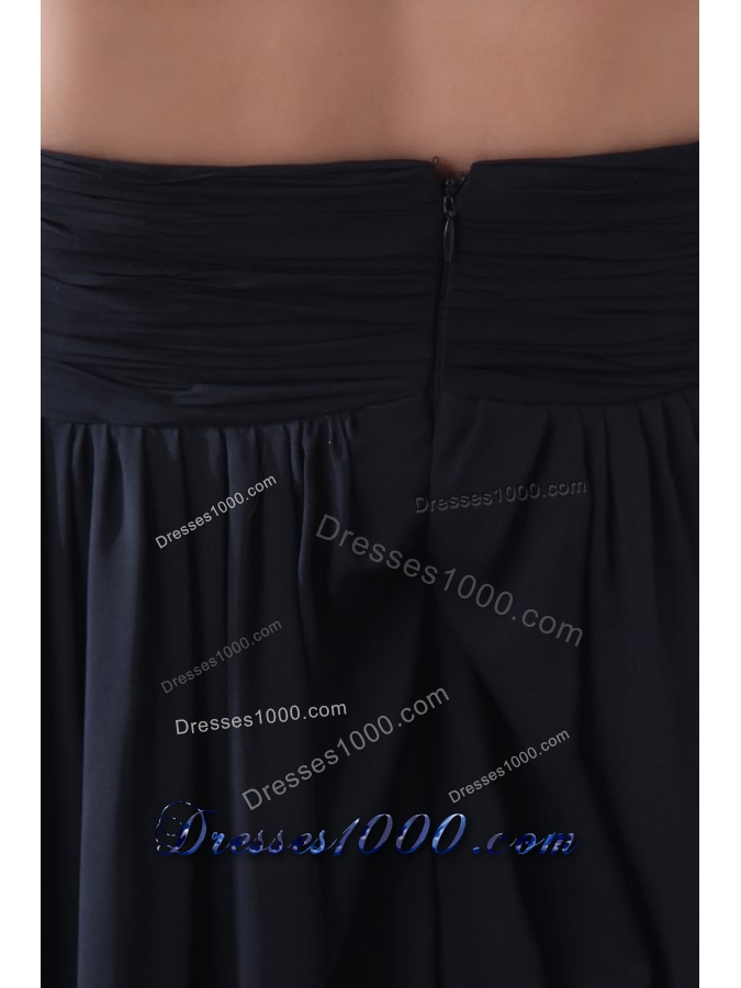 Cheap Ruching Empire Black Prom Formal Dress with Court Train