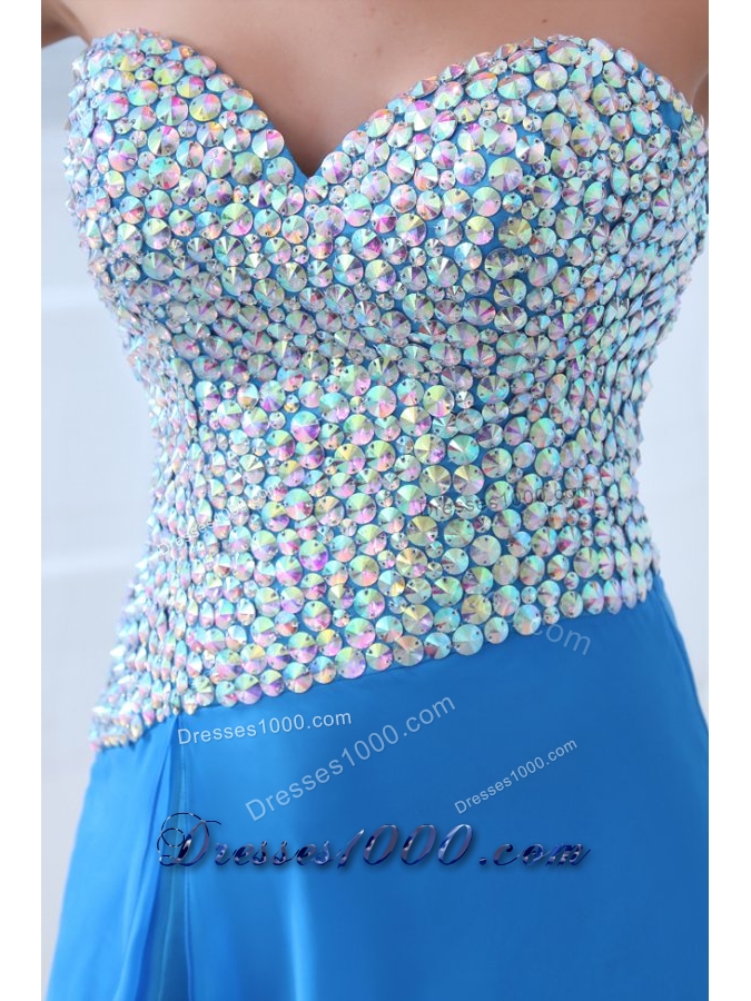 Gorgeous A-line Side Slit Prom Pageant Dress with Sequin Breast