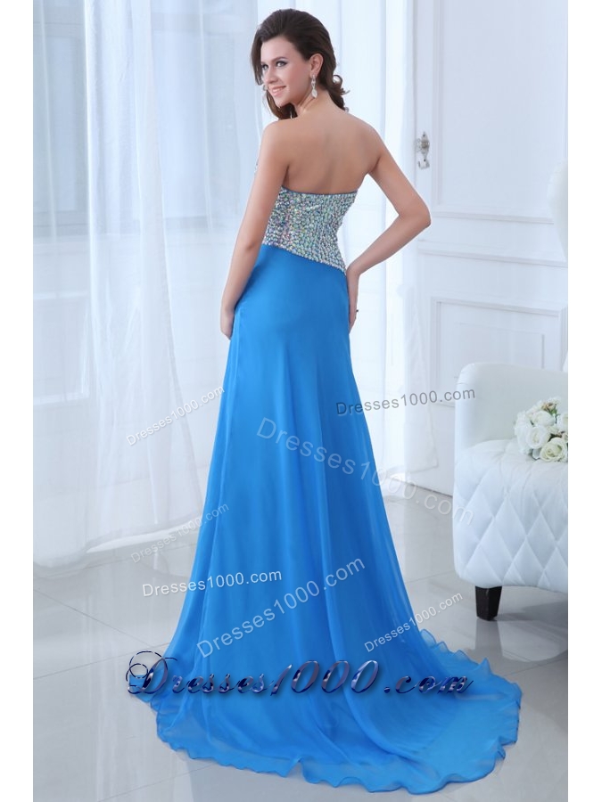 Gorgeous A-line Side Slit Prom Pageant Dress with Sequin Breast