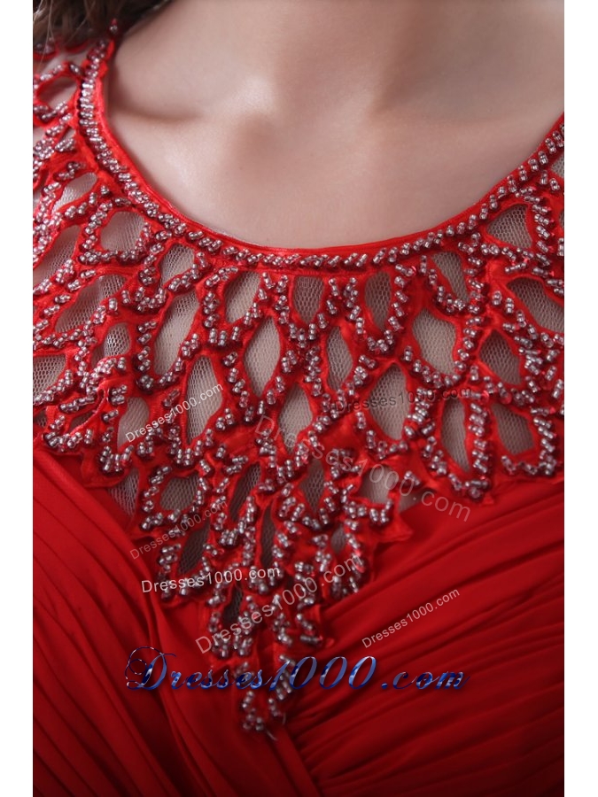 Fancy Red Princess Straps Chiffon Prom Dresses with Appliques