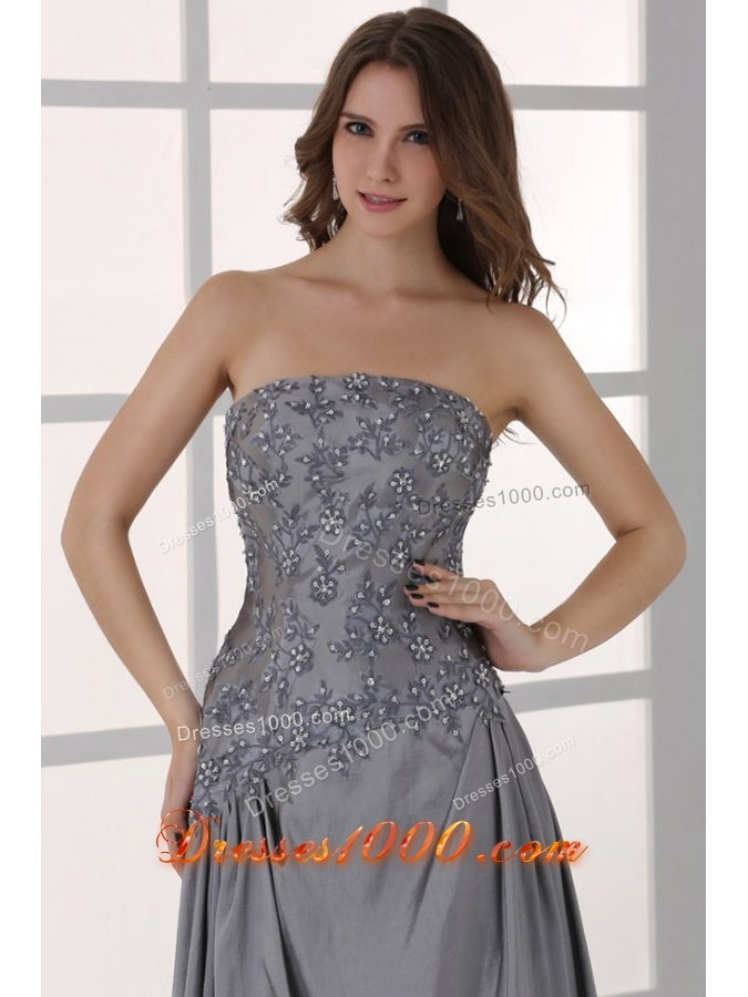 Half Sleeves Bateau A-line Beaded Appliques Prom Party Dresses