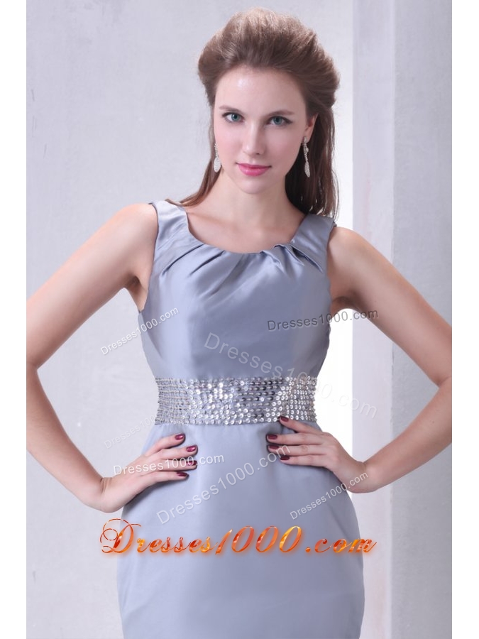 Discount Mini-length Scoop Prom Dama Dresses with Sequin Waist