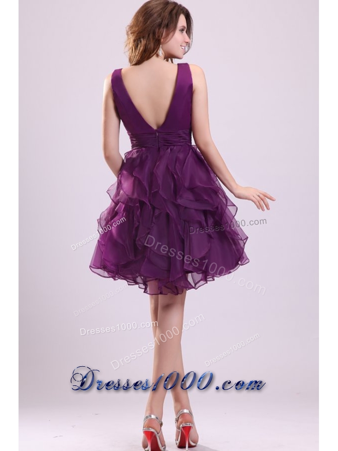 Purple Princess Knee-length Tiers Prom Graduation Dress for Sale
