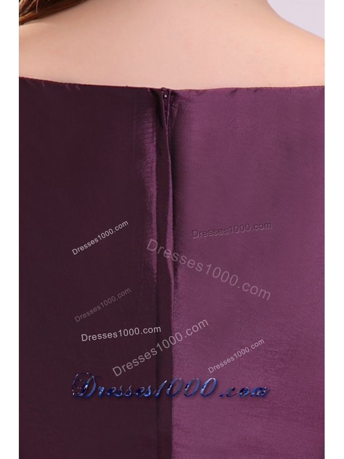 Noble Bateau Tea-length A-line Purple Taffeta Prom Gown Dresses