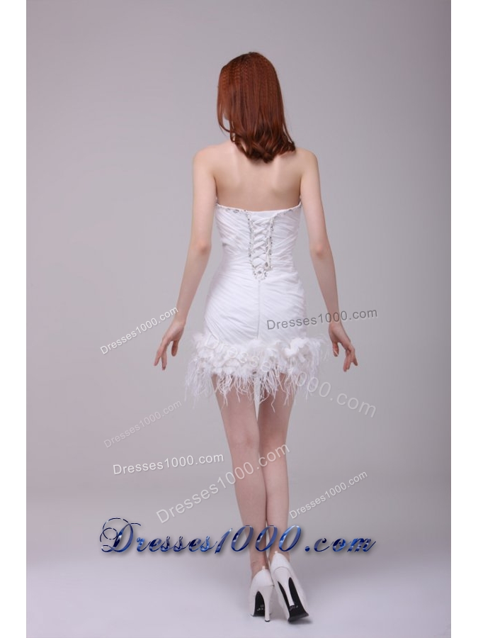 Feathers Handle Flowers and Ruching Mini-length Prom Dresses