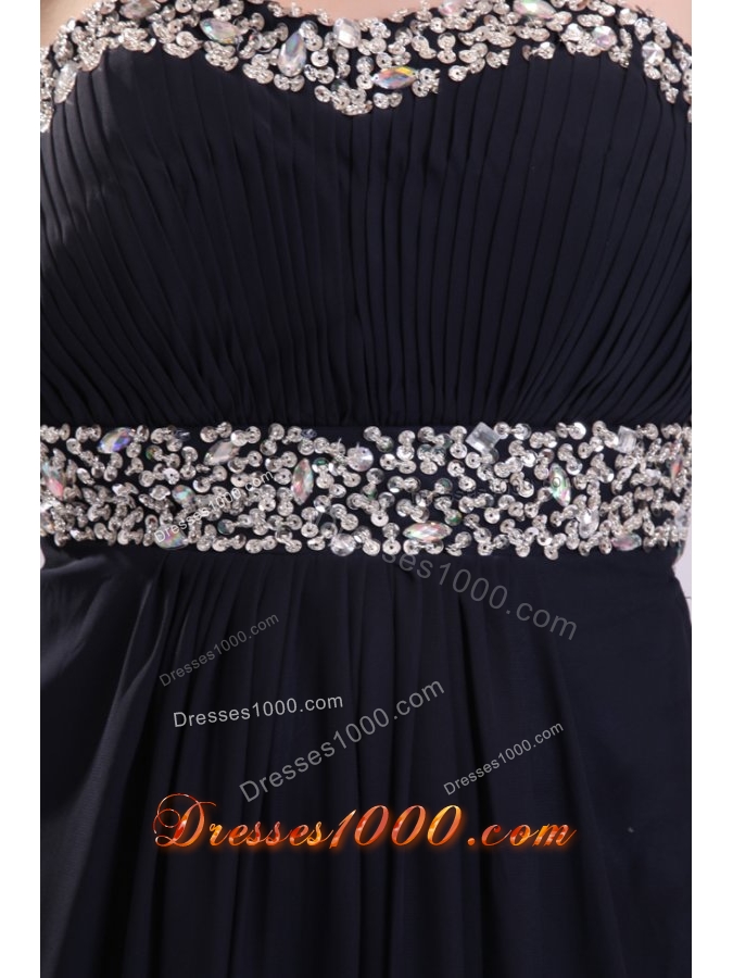 Empire Sequins Decorated Chiffon Prom Dresses with Brush Train