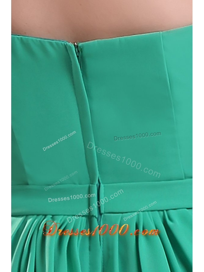 Turquoise One Shoulder Knee-length Chiffon Prom Cocktail Dress