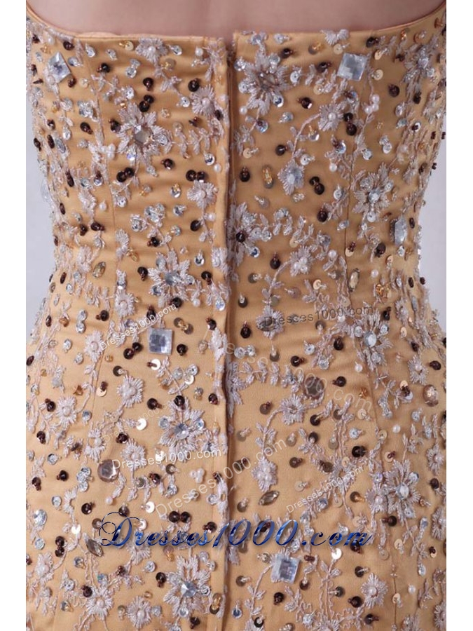 Paillettes Decorated Lace Column Strapless Prom Pageant Dresses