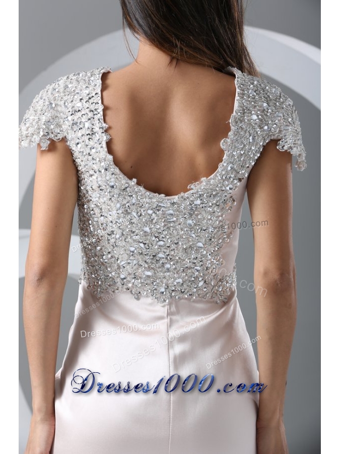 Cap Sleeves Scoop Neckline Column Full Length Prom Gown Dress