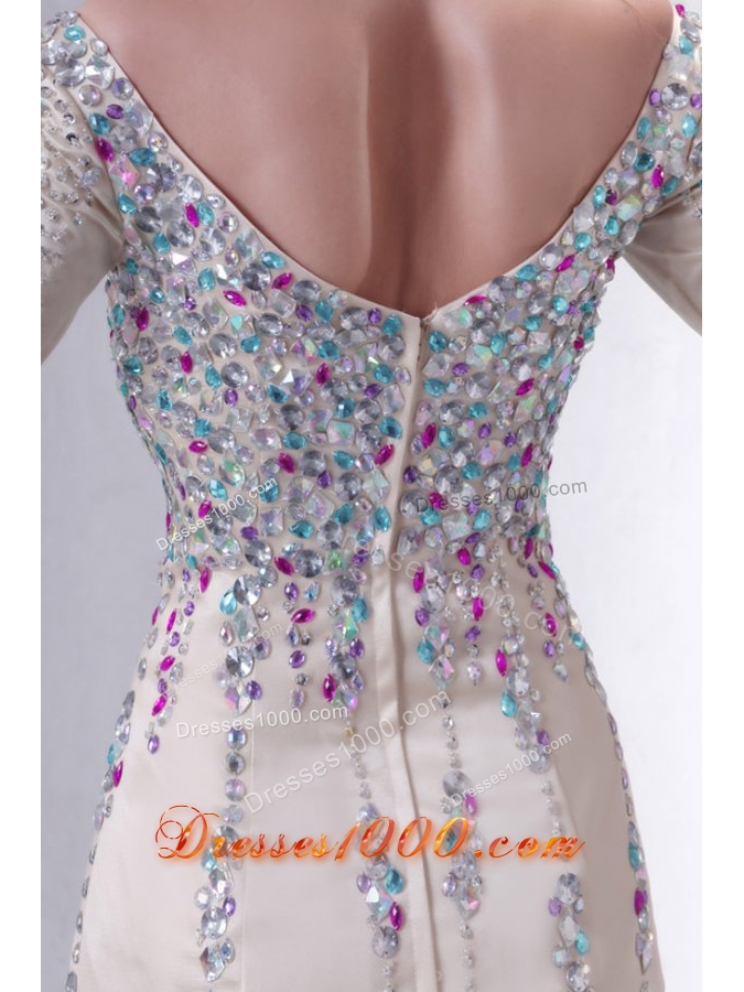 Beautiful Prom Dress with Multi-color Beading Decoration and Long Sleeves