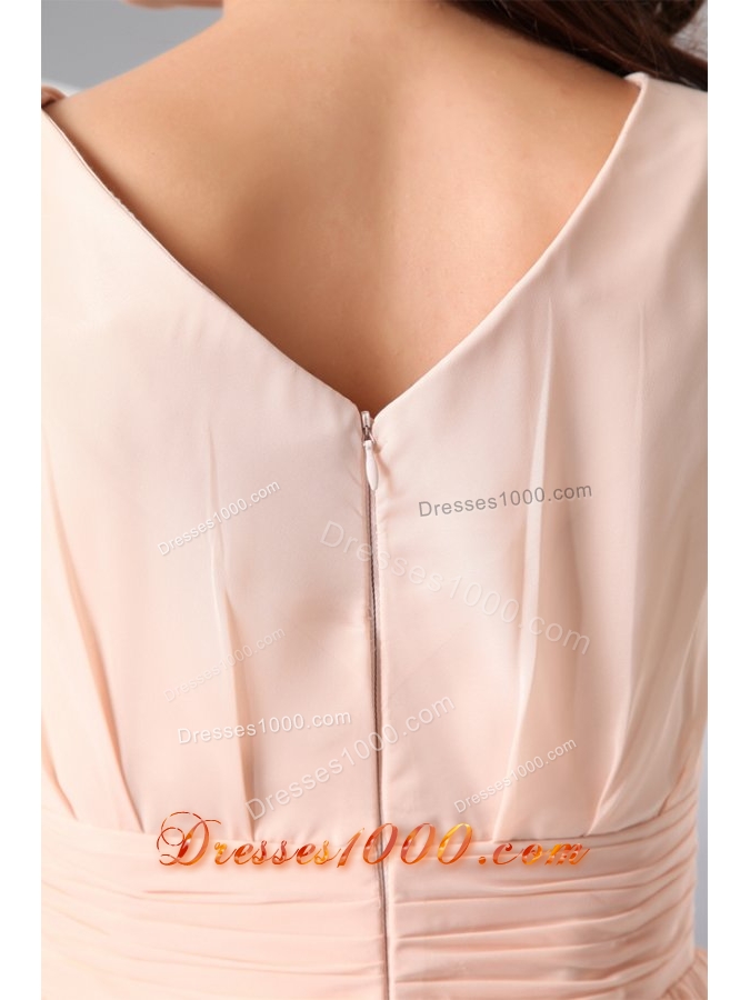 Top Seller Empire V-neck Champagne Short Prom Cocktail Dress