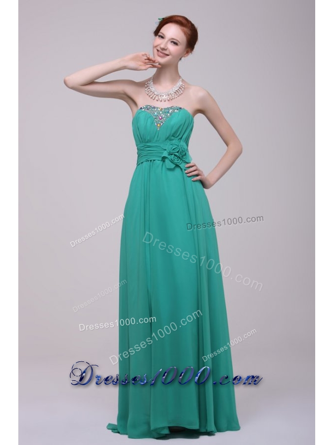 Green Chiffon Empire Beading Prom Evening Dress On Sale