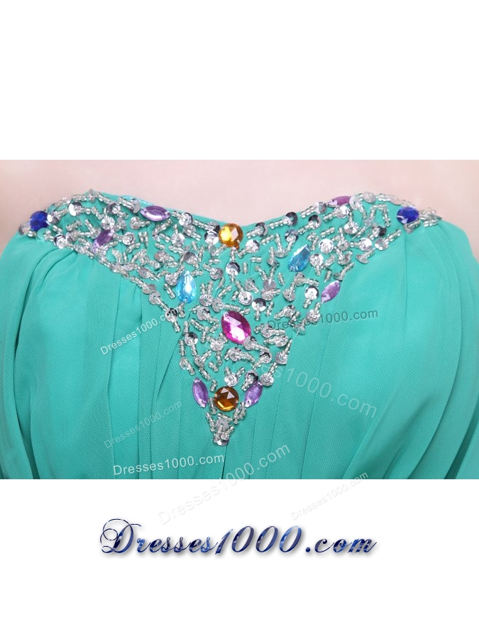 Green Chiffon Empire Beading Prom Evening Dress On Sale