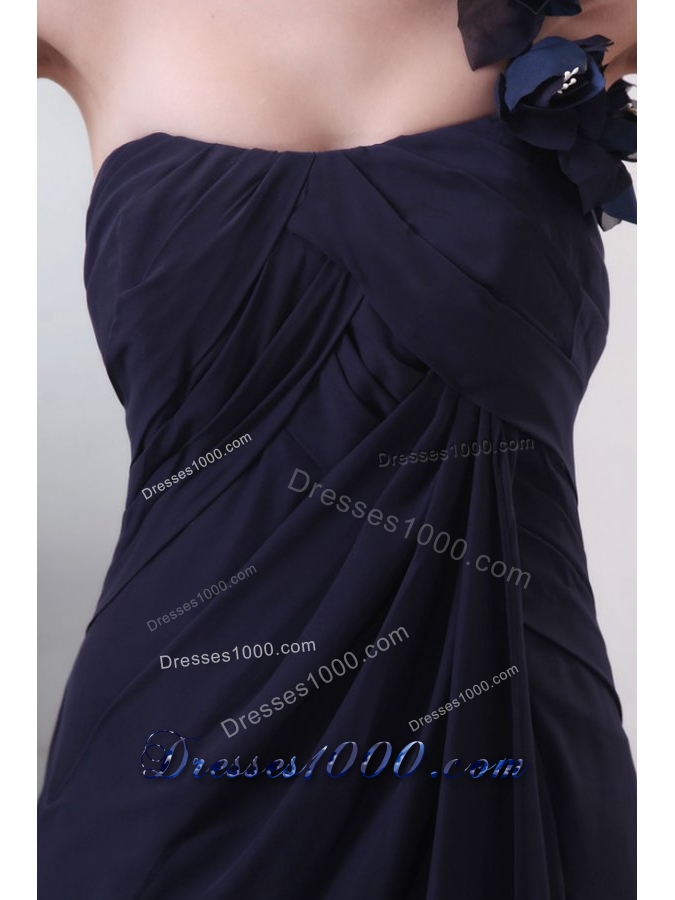 Wonderful One Shoulder Hand Made Flowers Chiffon Prom Dress