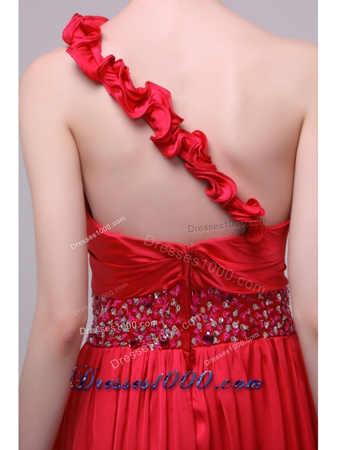 Ruffles and Paillettes Single Shoulder Brush Train Prom Dresses