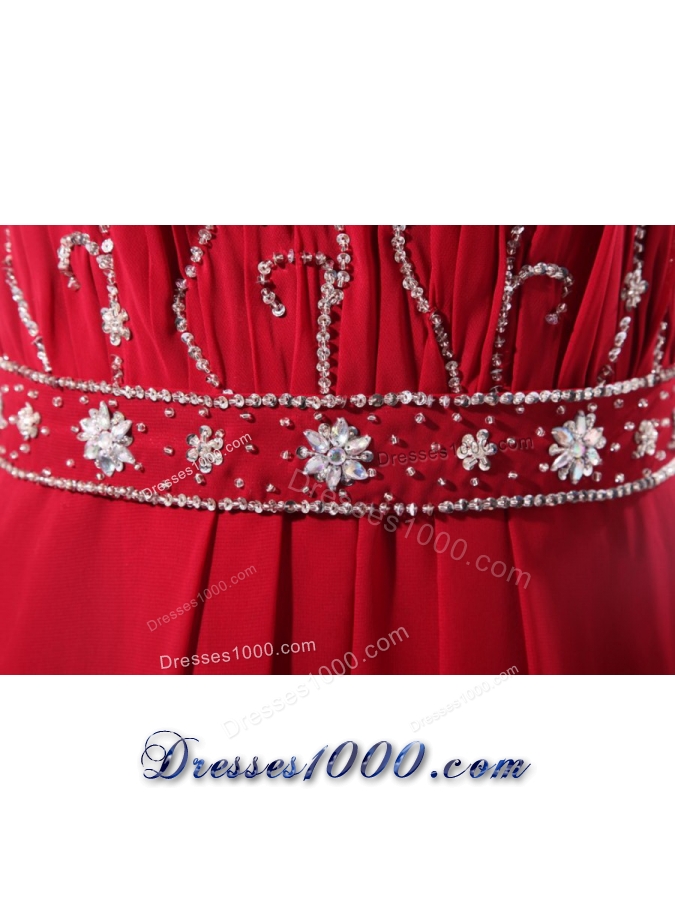 Strapless Beaded Decorate Floor-length Wine Red Prom Pageant Dress
