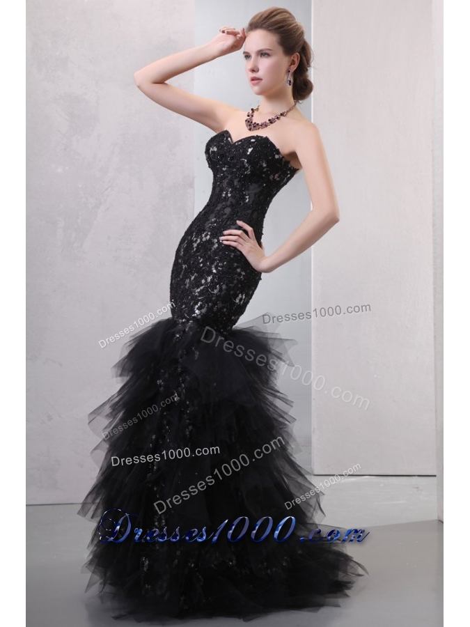 Unique Mermaid Sweetheart Ruffles and Lace Dresses for Prom Princess