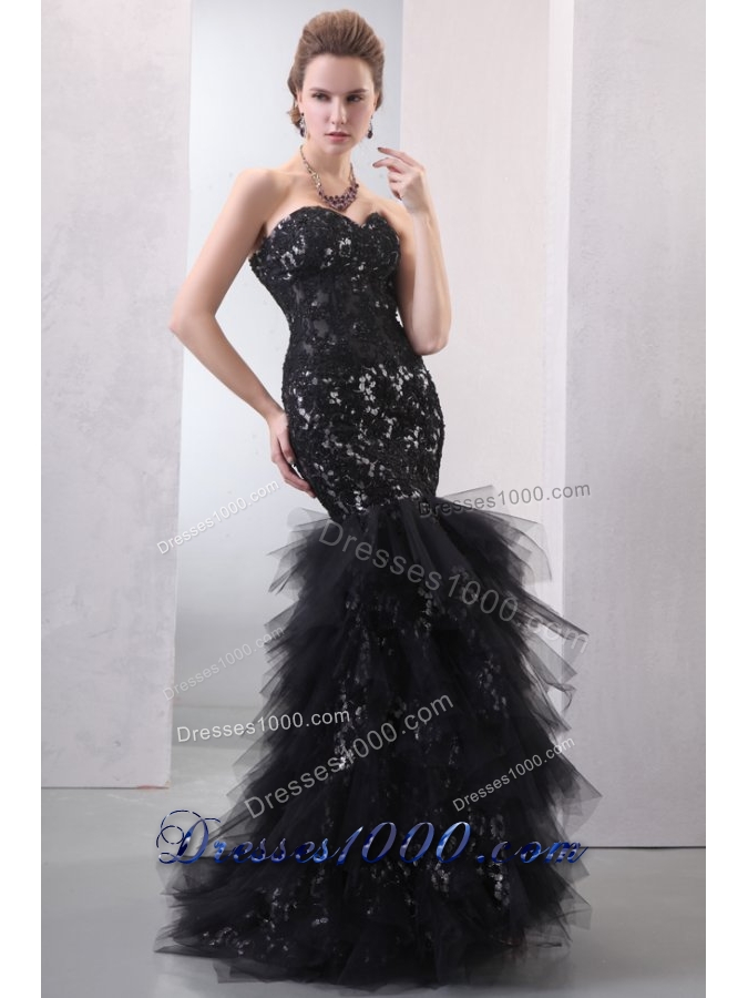 Unique Mermaid Sweetheart Ruffles and Lace Dresses for Prom Princess