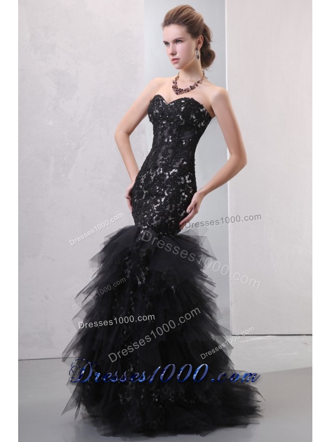 Unique Mermaid Sweetheart Ruffles and Lace Dresses for Prom Princess