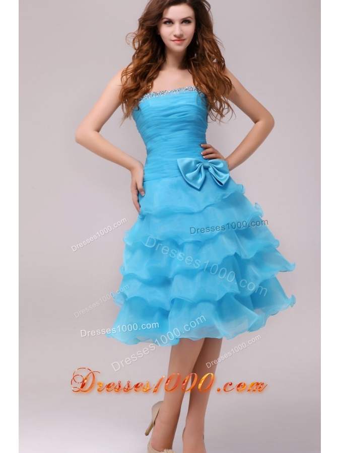 Baby Princess Strapless Ruffled Layers Prom Pageant Dress with Bowknot