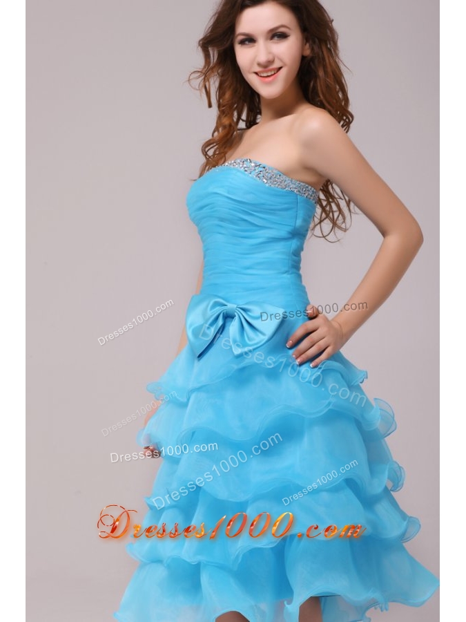 Baby Princess Strapless Ruffled Layers Prom Pageant Dress with Bowknot