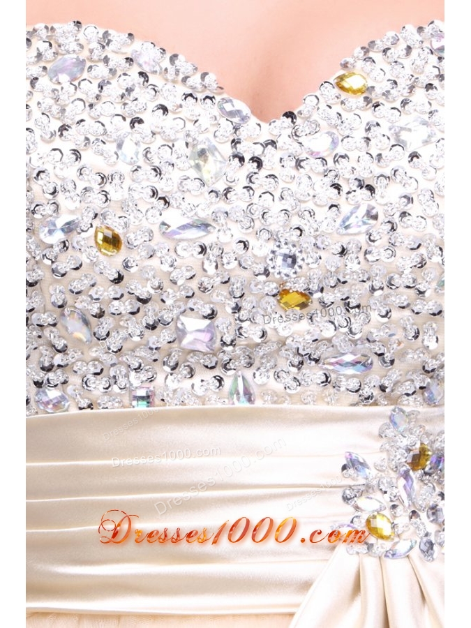 Lovely Champagne Sweetheart Short Prom Party Dress with Beading