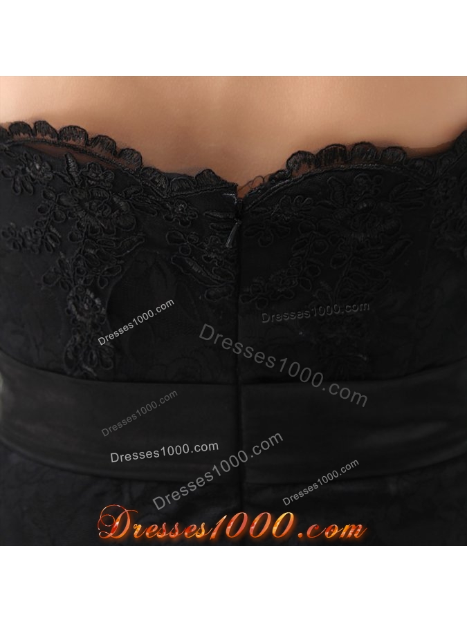 Beautiful Black Mermaid Strapless Prom Dress with Lace and Bowknot