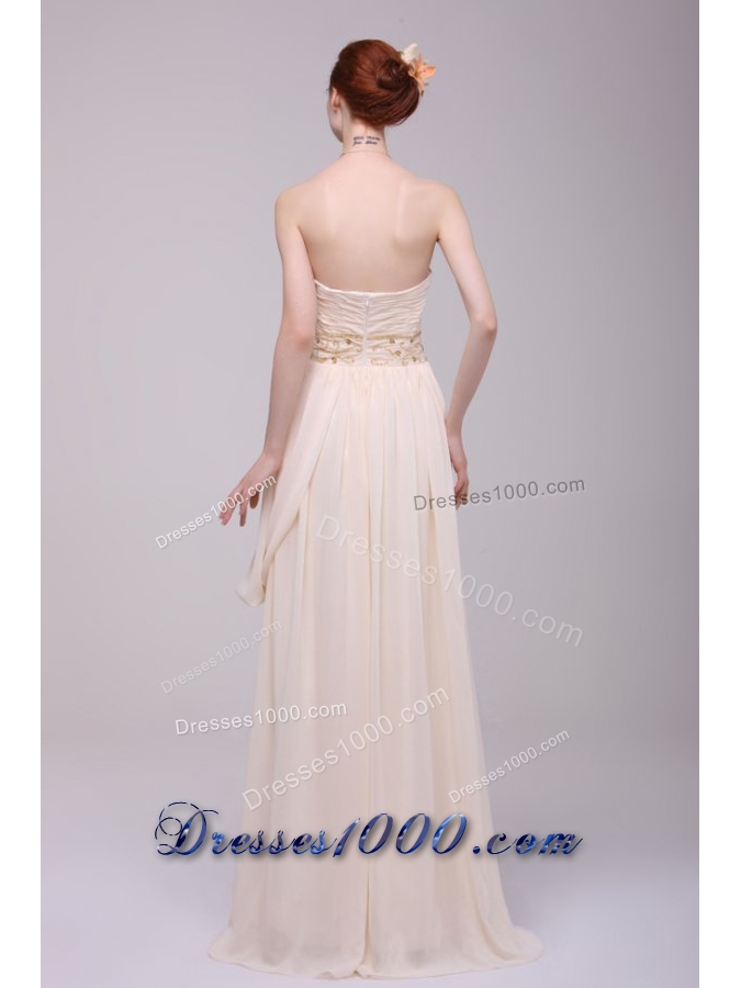 Empire Champagne Ruching Chiffon Floor-length Prom Dress for 2014
