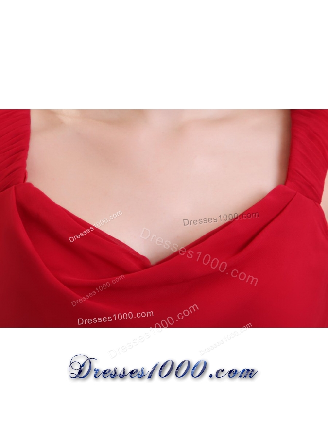 Empire Straps Ruching Chiffon Knee-length Prom Dress in Wine Red