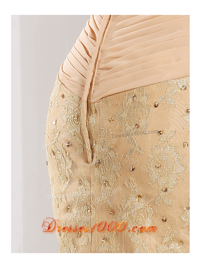 Champagne Mermaid Style Lace and Beading Decorate Prom Dress