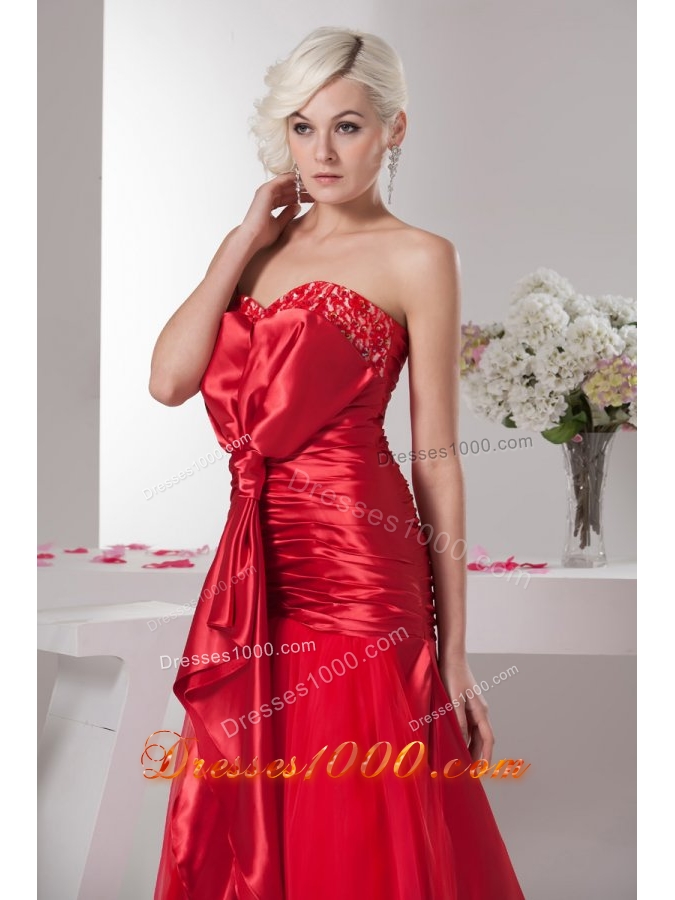 Red Sweetheart Beading Decorate Prom Dress with Decorations
