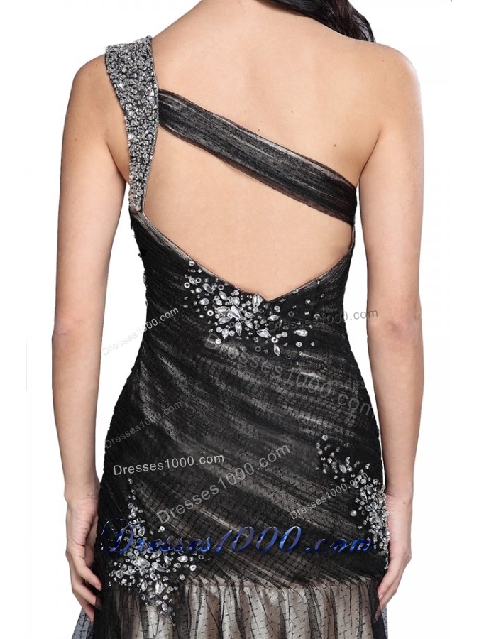 Sexy One Shoulder Prom Dress with Ruching Cross Cross Back