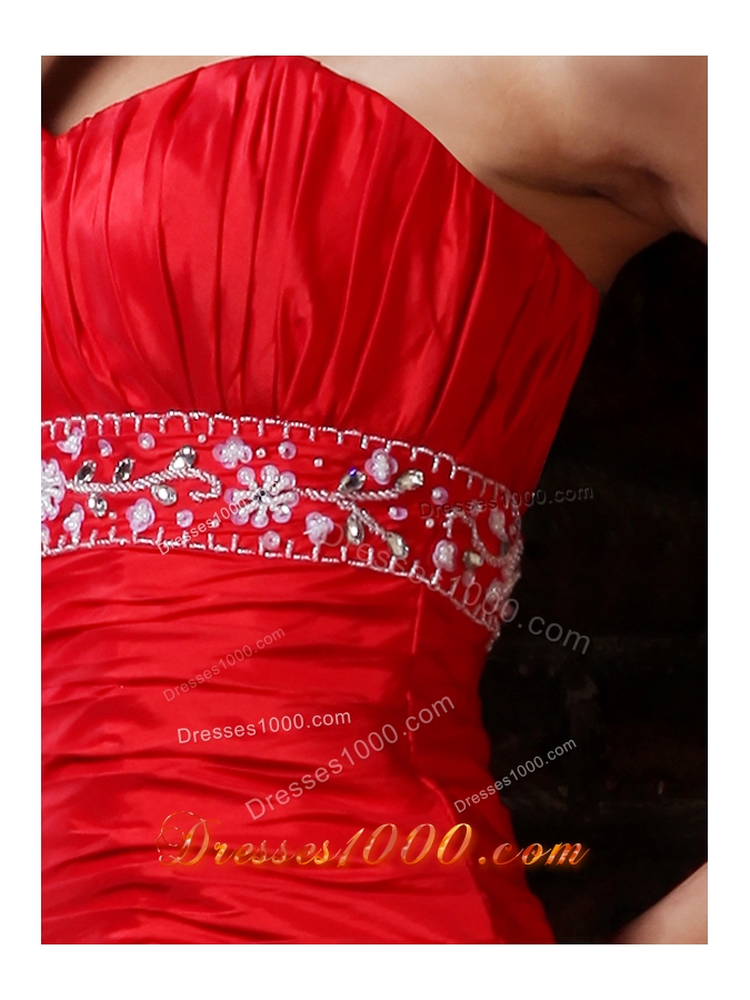 Hot Red Sweetheart Mermaid Prom Dress with Lace Decorate