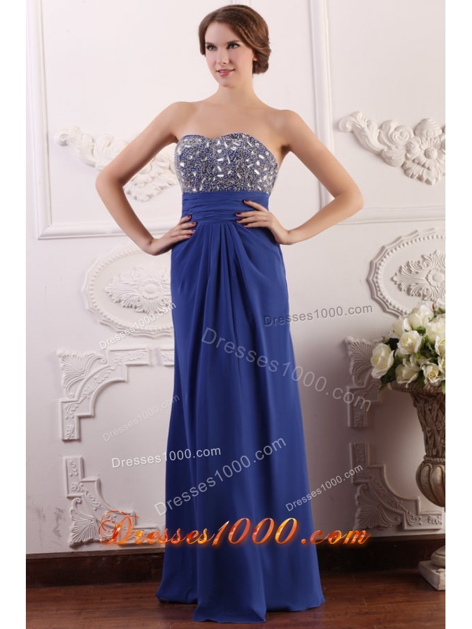 Strapless Empire Floor Length Beading Bodice Prom Dress