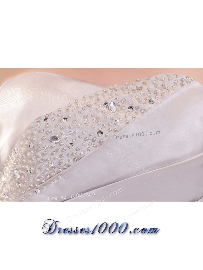 Column Beading and Ruching Prom Dress with Brush Train