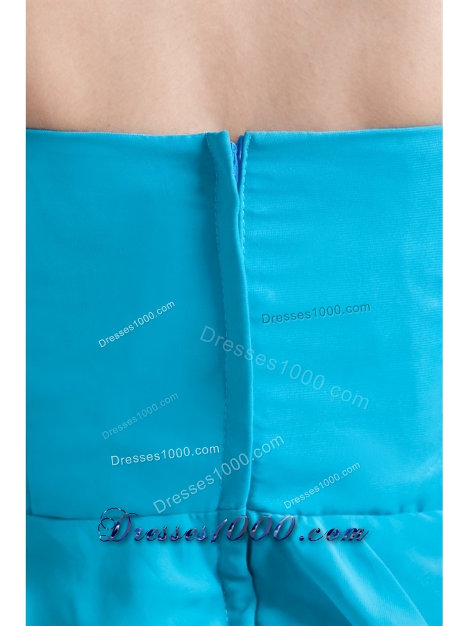 Blue Scoop Prom Mother Dress with Shawl and Layered Ruffles