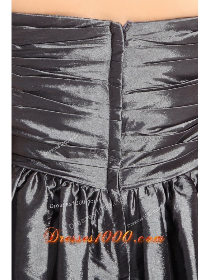 Classy Grey Empire Bridesmaid Dress with Bowknot and Ruches