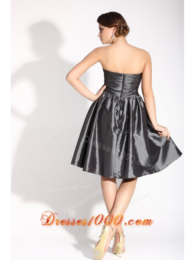 Classy Grey Empire Bridesmaid Dress with Bowknot and Ruches