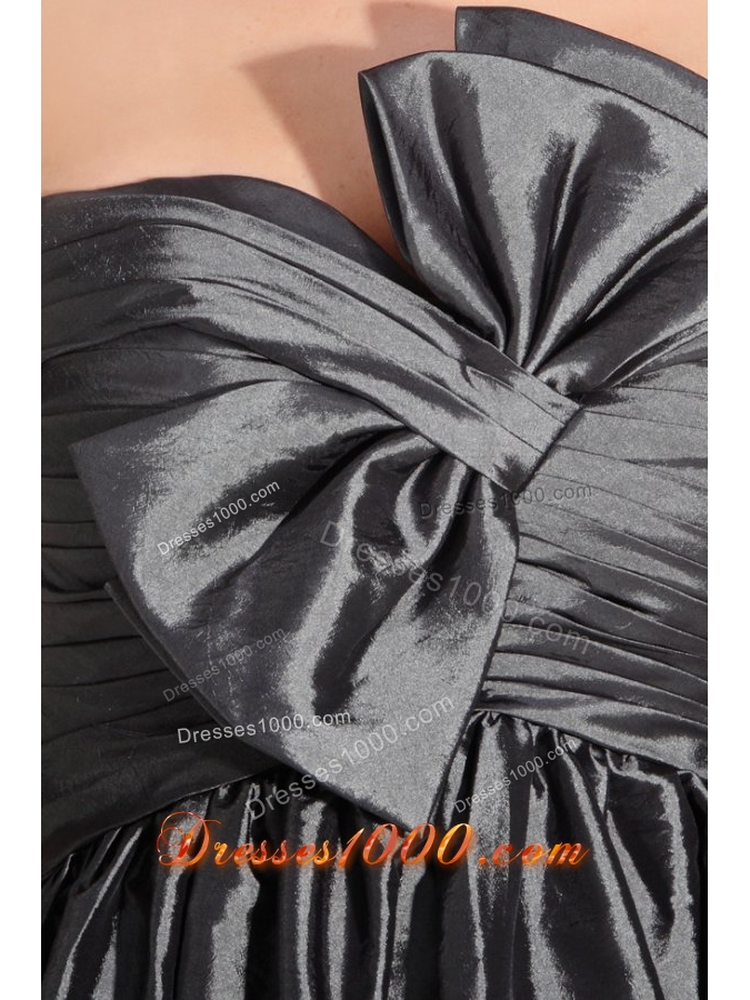 Classy Grey Empire Bridesmaid Dress with Bowknot and Ruches