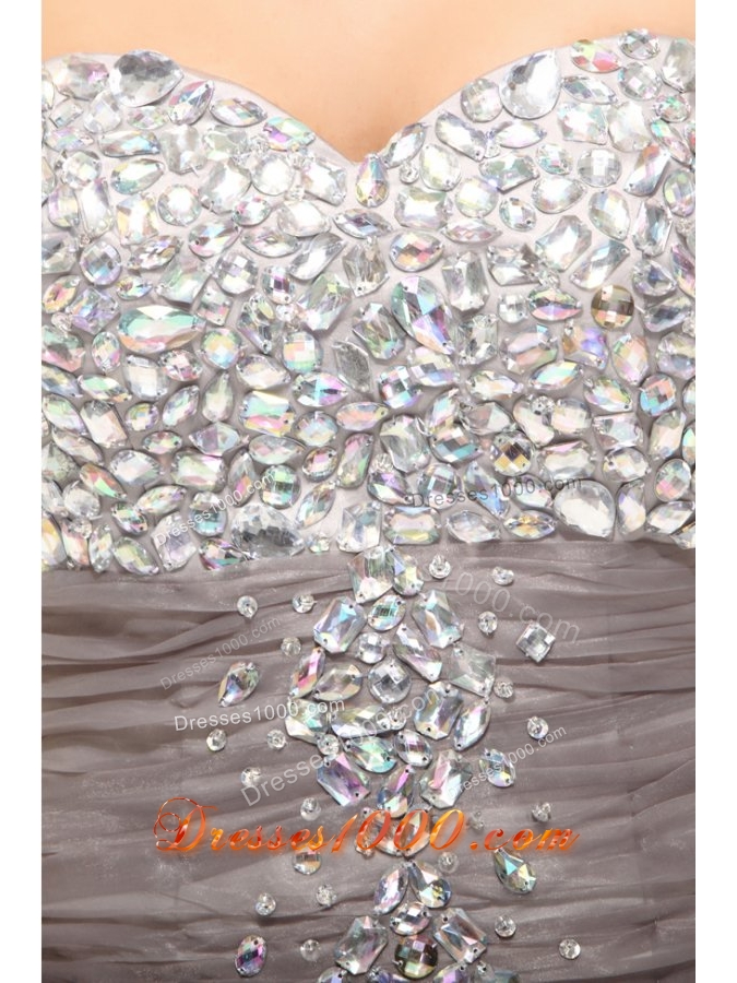 Mermaid Grey Prom Celebrity Dress with Beading and Ruches