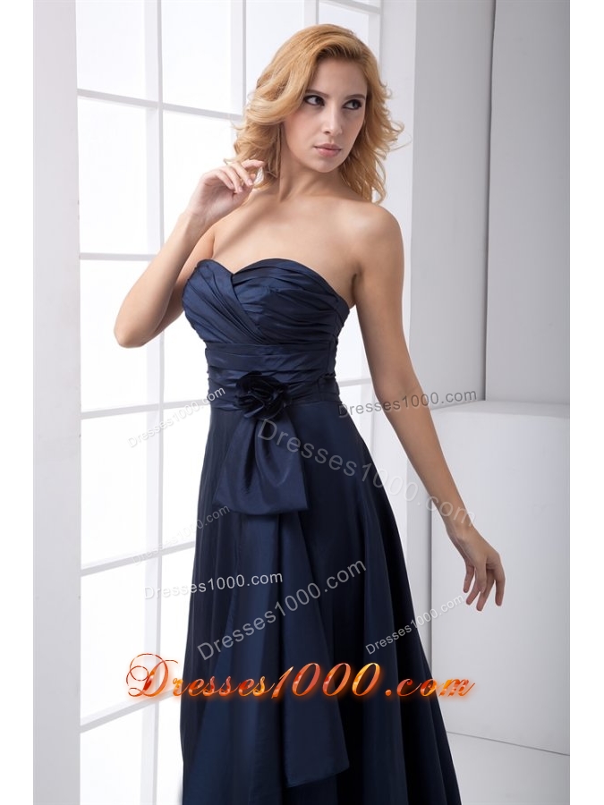 Navy Blue Sweetheart Prom Mother Dress with Ruches and Bowknot