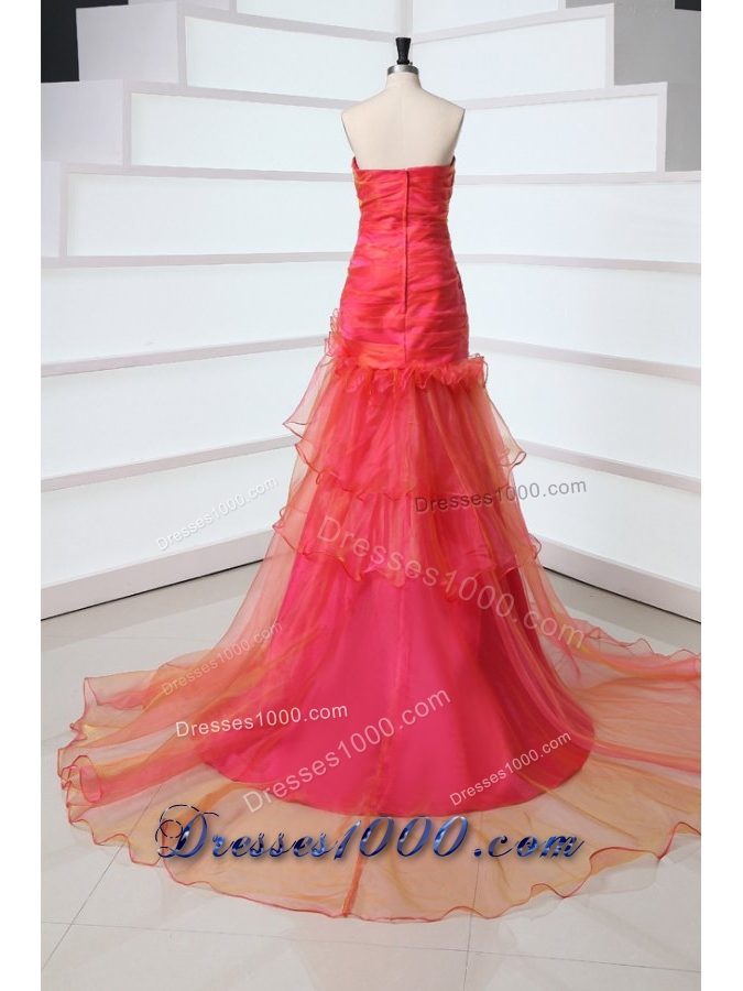 Lovely A Line Sweetheart Prom Dress with Layers and Flowers