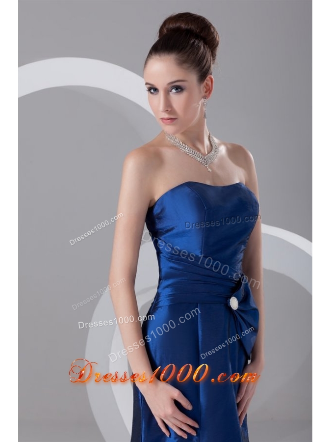 Simple Dark Blue Strapless Mermaid Mother Dress with Bowknot