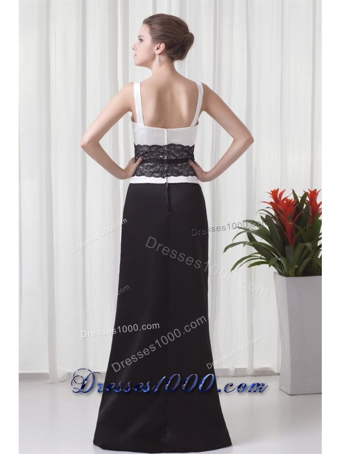 Formal White and Black Prom Mother Dress with Lace and Straps