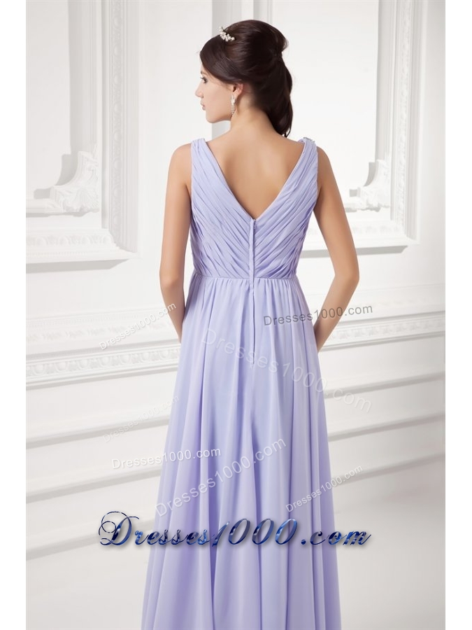 Elegant Lavender Beading Prom Dress with Ruches and Beading