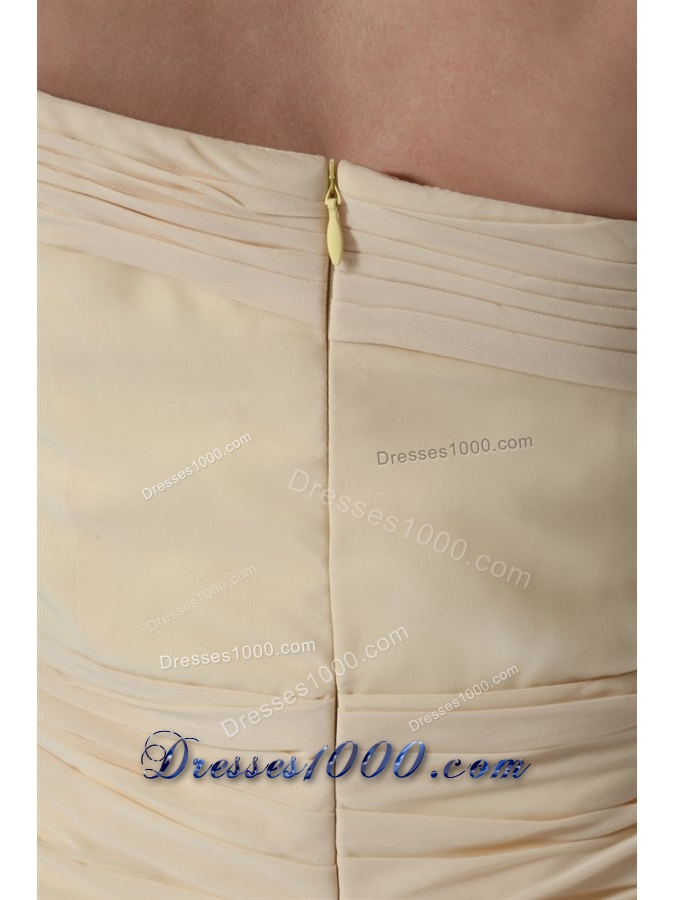 Light Yellow One Shoulder Chiffon Prom Dress with Beading