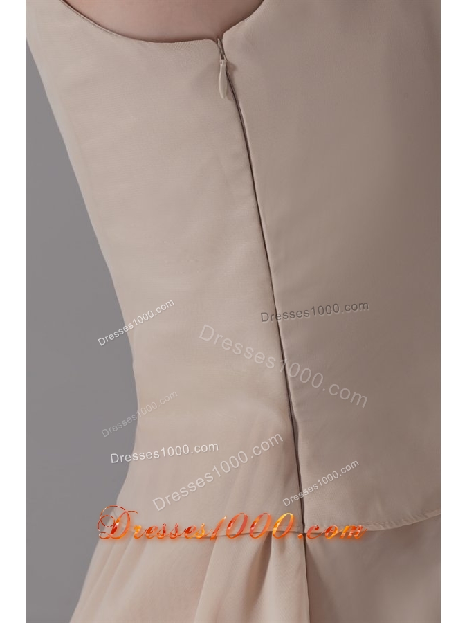 Champagne Square Chiffon Ruffles Prom Dress with Side Zipper